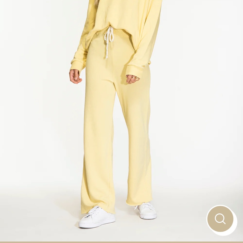 NIGHTCAP Free People yellow wide leg jogger pants athleisure loungewear XS M